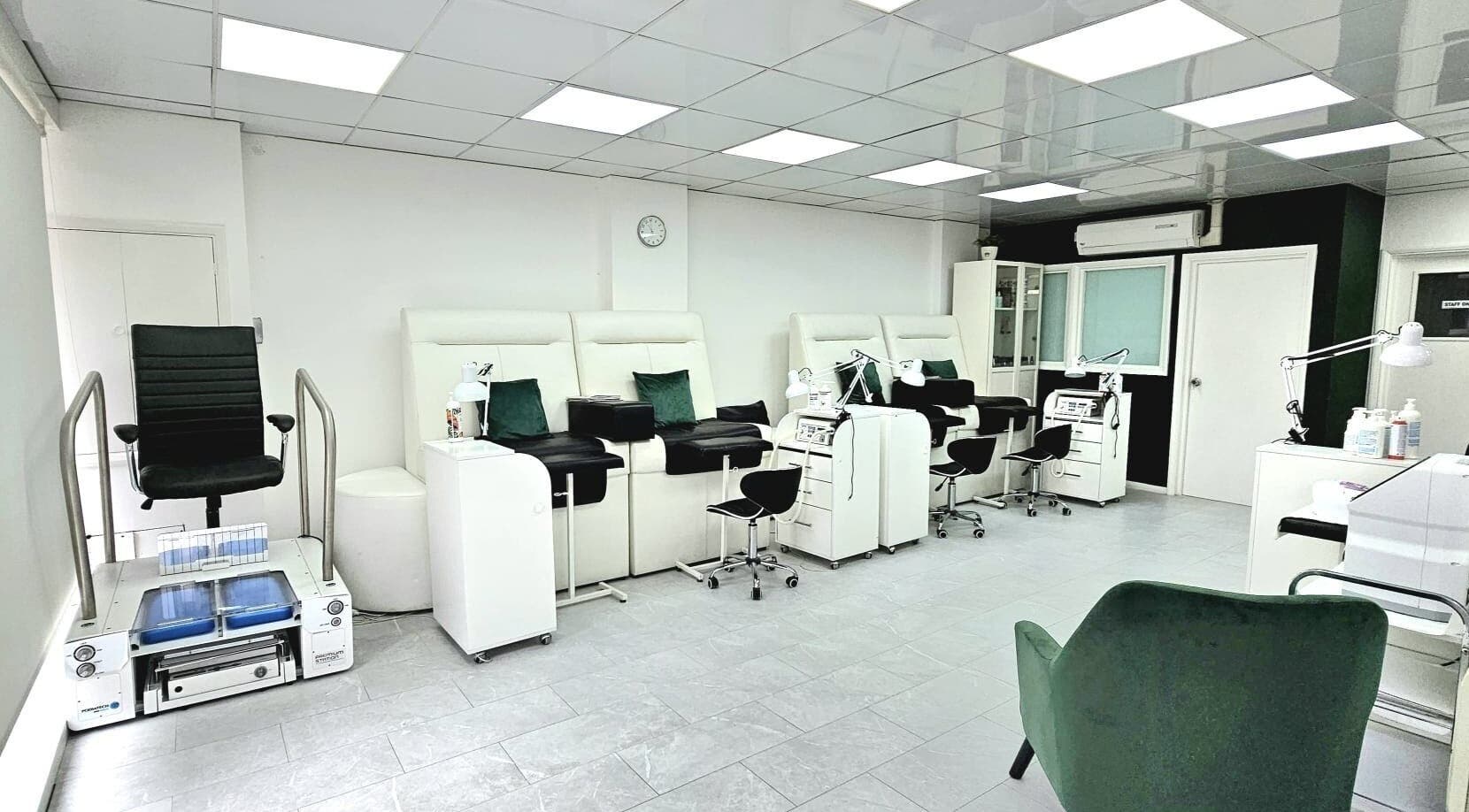 Modern pedicure room at Pedicure Pro Line Beauty & Aesthetic Centre, Kingston Upon Thames, England, GB.