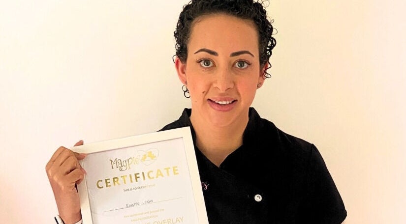 Just Love Lashes & Nails staff proudly displaying a certificate in Lytham St Annes, England, GB.