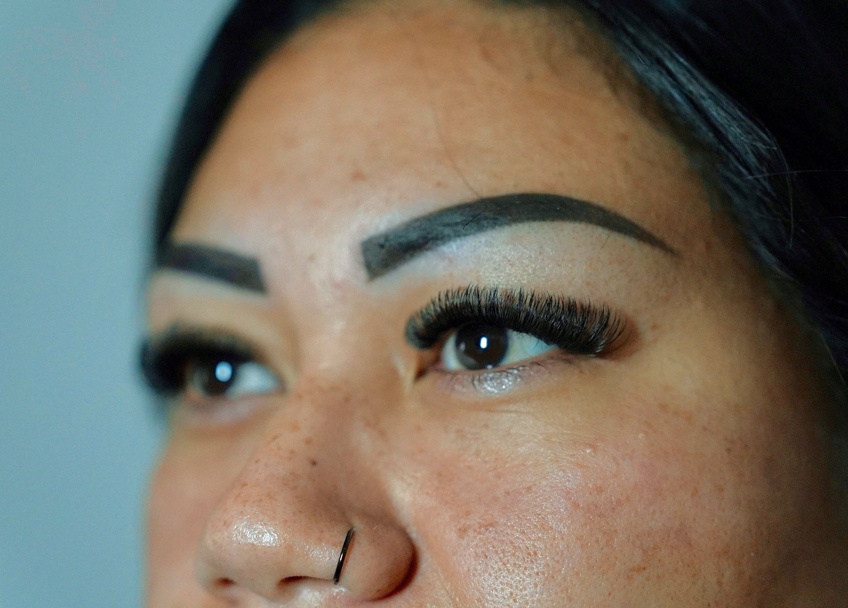 Close-up of expertly applied eyelash extensions at West Beauty Haus - RBP, Redbank Plains, Queensland, AU.