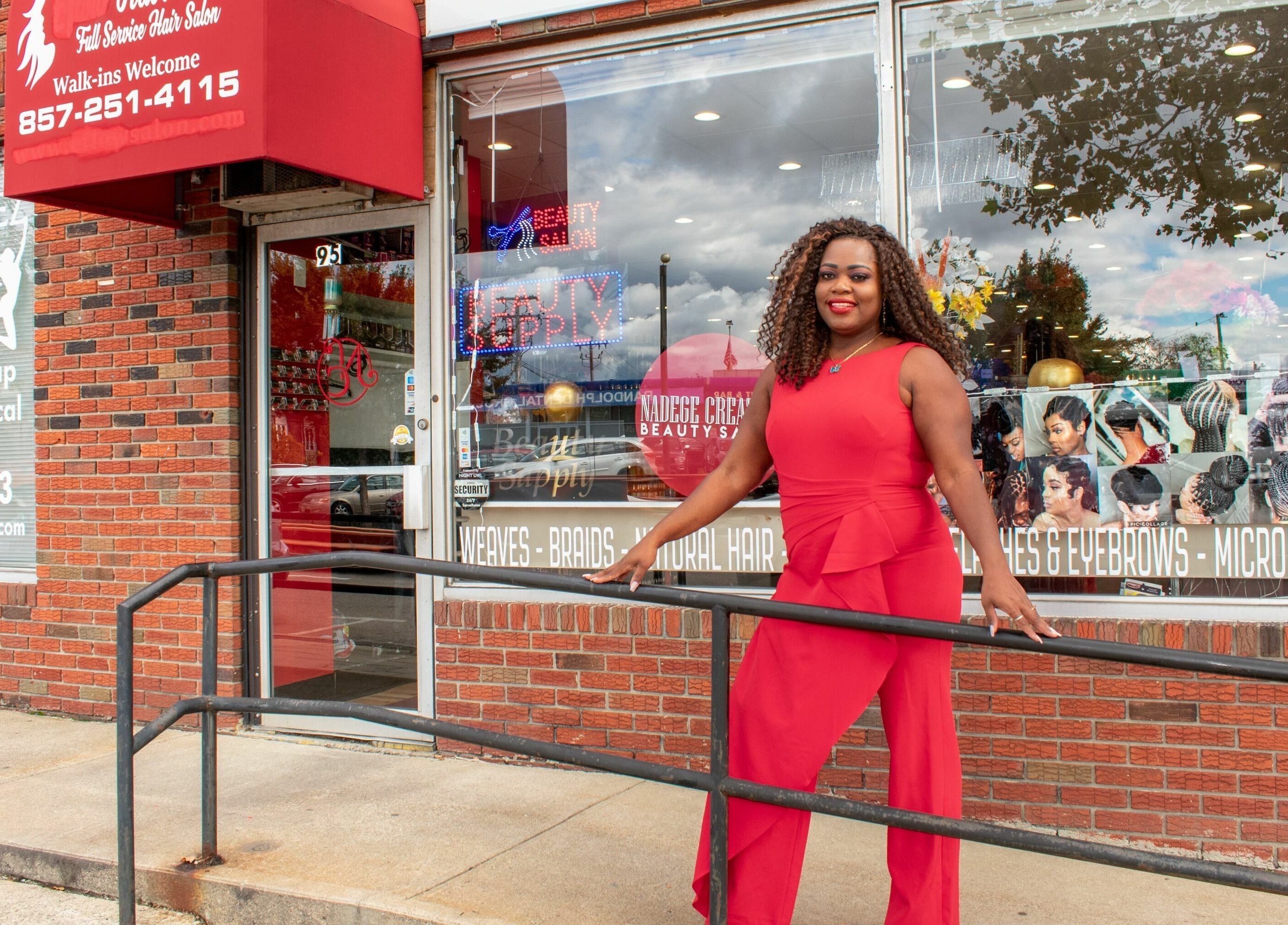 Entrance of NADEGE CREATION - RANDOLPH in Randolph, Massachusetts, US with a welcoming sign and vibrant colors.