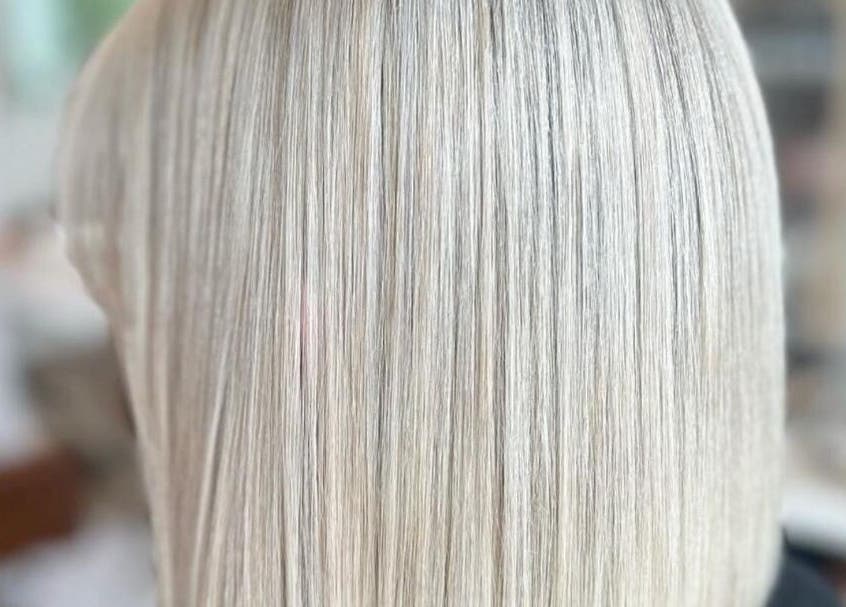 Sleek blonde hair beautifully styled at Pure Styling by Kerry Slee, Toowoomba city, Queensland, AU.