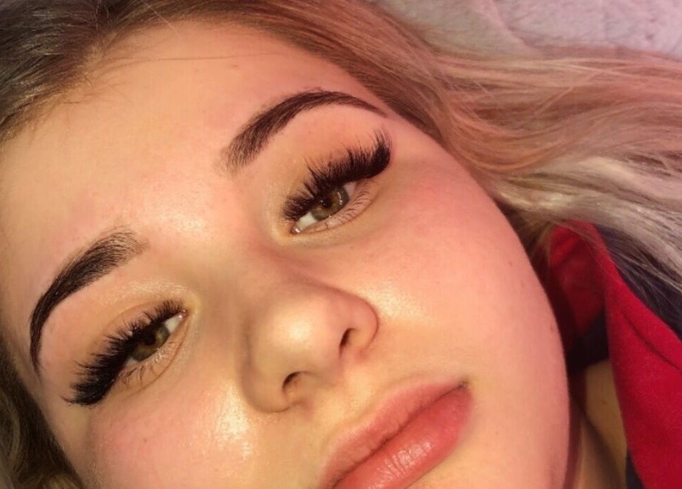 Close-up of a woman with professionally styled lashes at Studio Lash, Leek, England, GB.