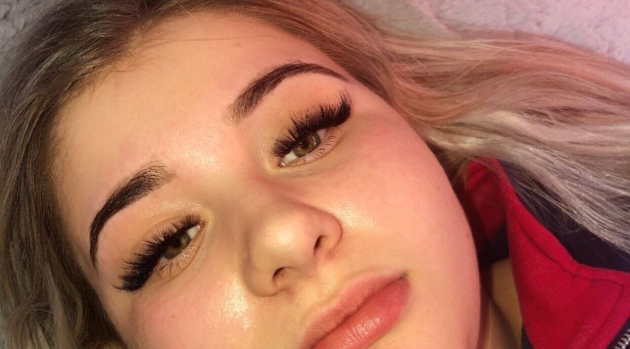 Close-up of a woman with professionally styled lashes at Studio Lash, Leek, England, GB.