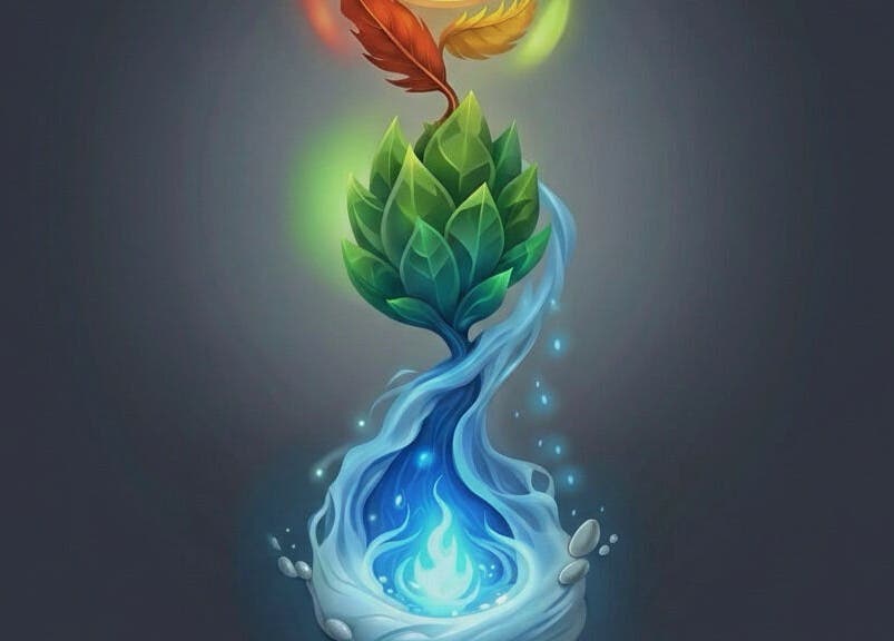 Artistic elemental design at Aurora Healing in Tarpon Springs, Florida blends nature with fantasy.