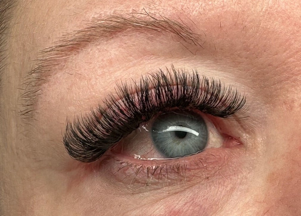 Close-up of expertly styled eyelashes by Lashes by Trin, Prospect, Tasmania, AU.