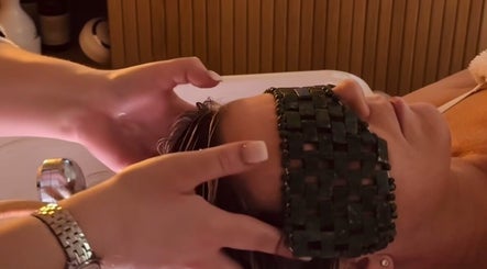 A soothing massage at The Head Spa Suite, Inverness, Scotland, GB with a calming eye mask.