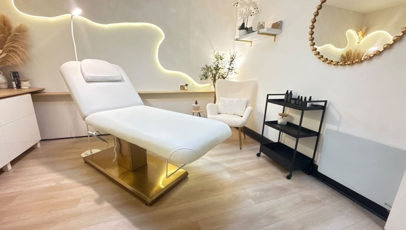 Luxurious treatment room at Roots & Rituals Salon Inverness, featuring elegant decor in Inverness, Scotland, GB.