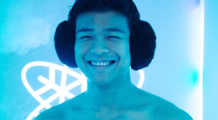 Smiling person in cooling session at CRYO Hong Kong on Hong Kong Island, HK, highlighting the wellness experience.
