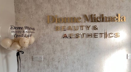 Beauty by Dionne entrance with gold sign at Stockport, England, GB.