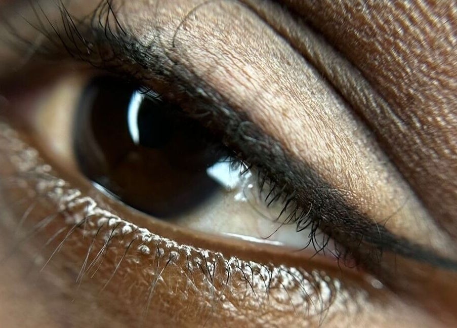 Close-up of a beautifully lined eye at Glowmeup, Rochdale, England, GB showcasing perfect eyeliner application.