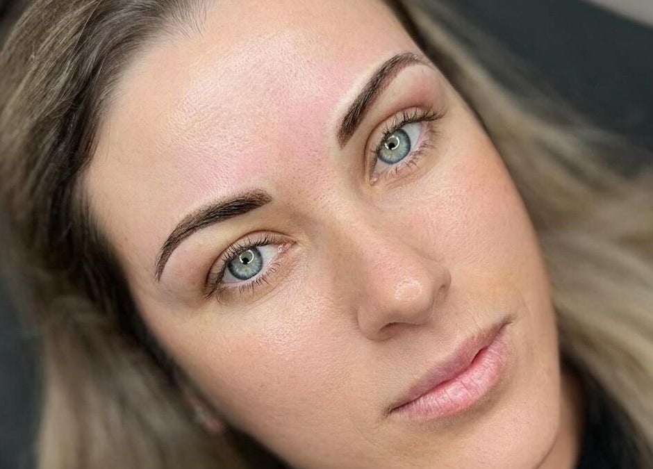 Close-up of perfectly shaped eyebrows at Glowmeup, Rochdale, England, GB. Discover ultimate brow beauty.