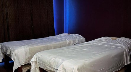 Relaxing massage beds at Sawasdee Thai Spa in Las Vegas, Nevada, US, offering ultimate tranquility and comfort.