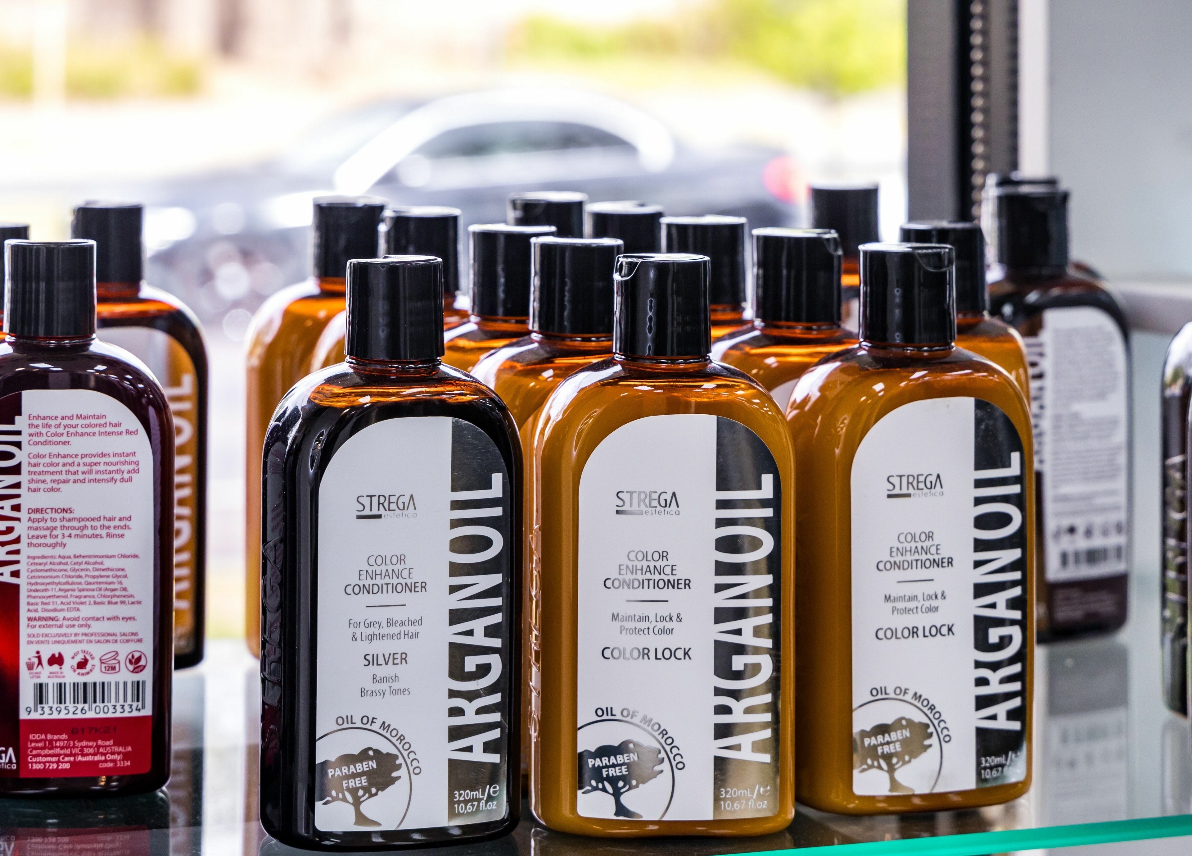 Variety of Argan Oil products showcased at V.I Hair in Melbourne, Victoria, AU.