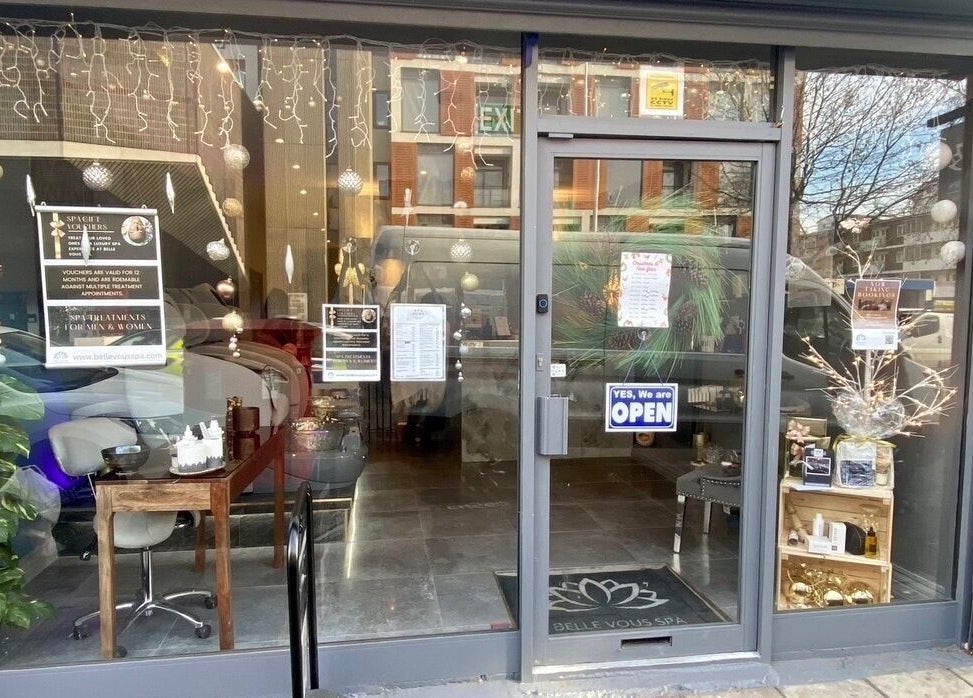 Front view of Belle Vous Spa Nine Elms in London, England, GB showcasing a stylish, welcoming entrance.