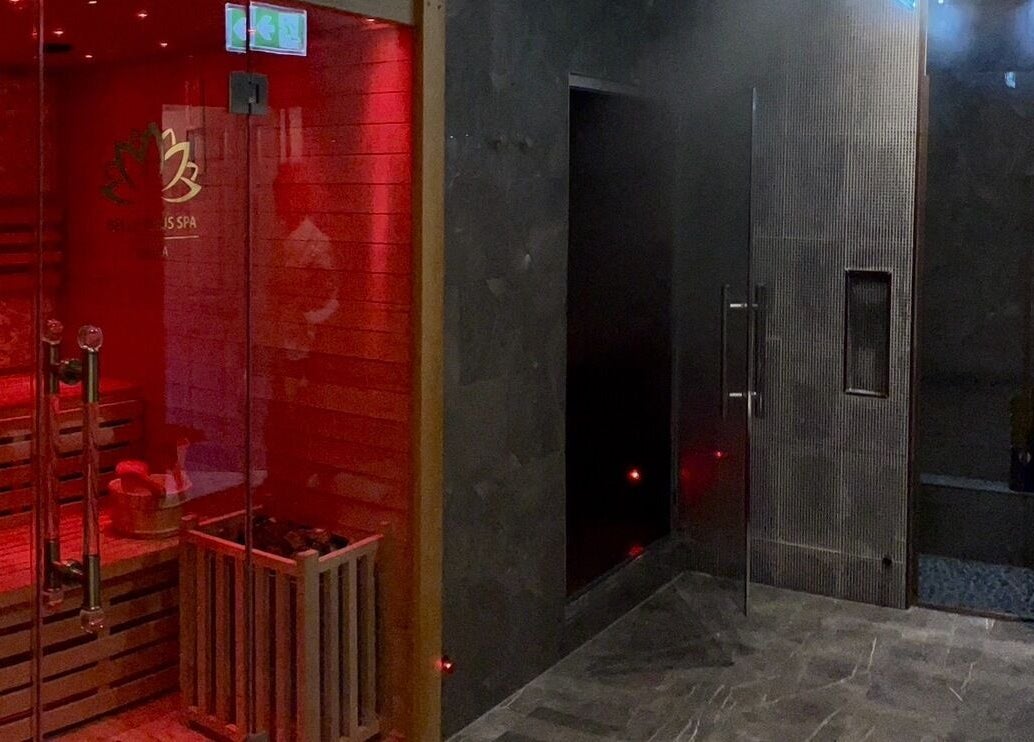 Elegant sauna room at Belle Vous Spa Nine Elms, London, England, GB, offering a relaxing wellness retreat.