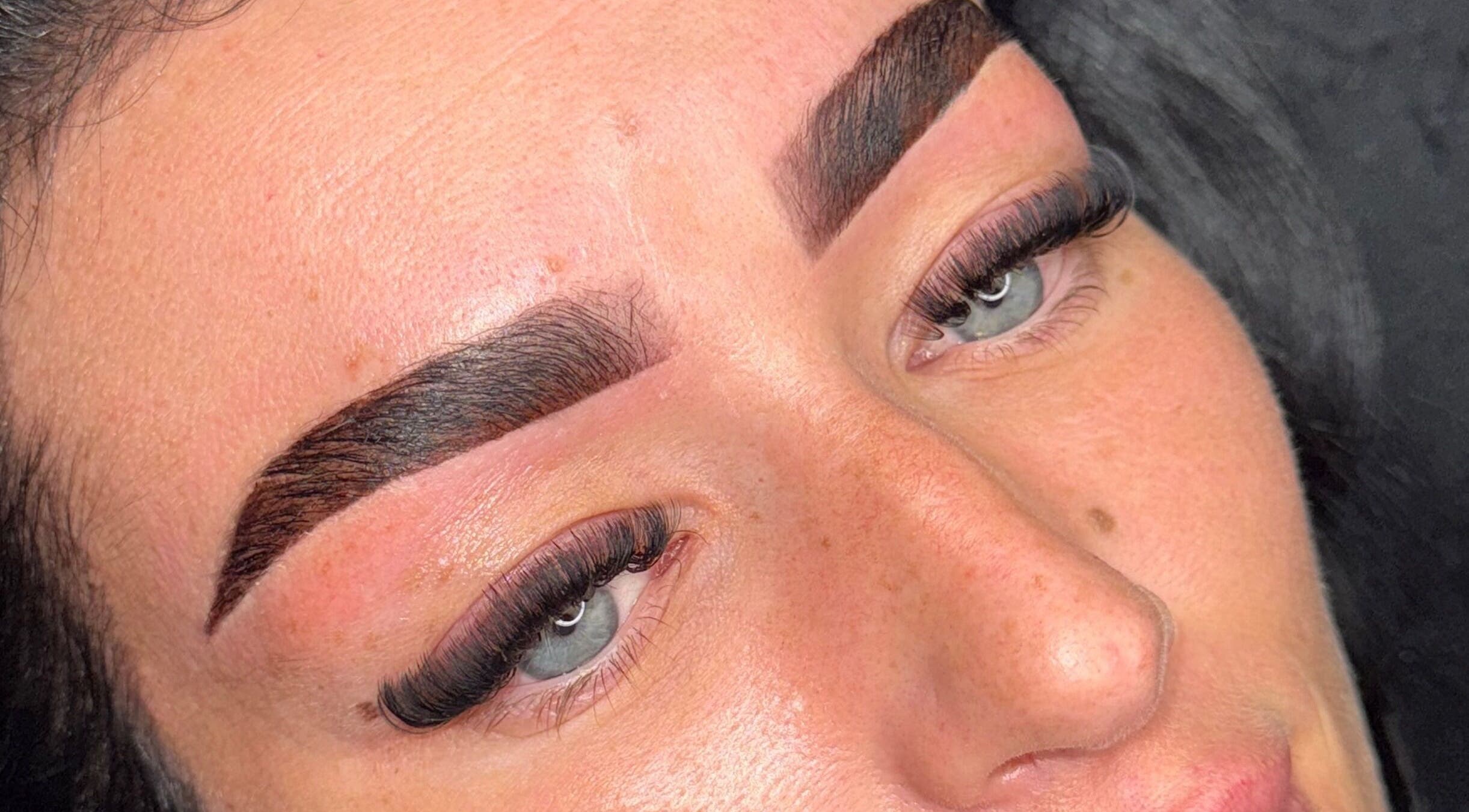 Close-up of brows and lashes at Belfast Brows & Lash Extensions, Belfast, Northern Ireland, GB.