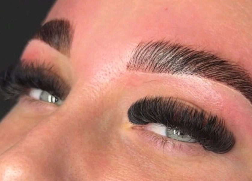 Close-up of perfectly styled brows and lashes at Belfast Brows & Lash Extensions, Belfast, Northern Ireland, GB.