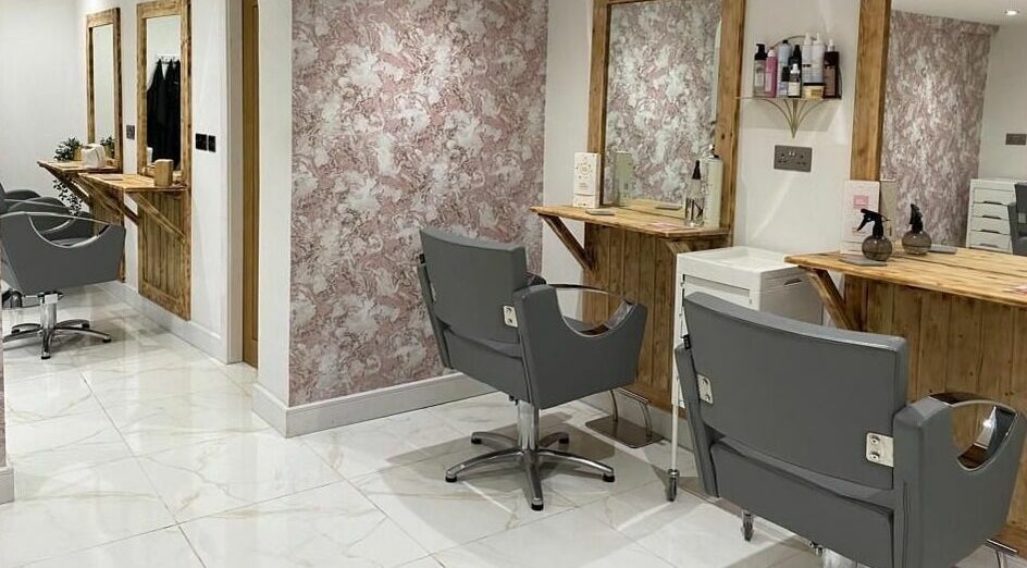 Modern salon chairs and decor at Jade Slater Hair Design in York, England, GB.