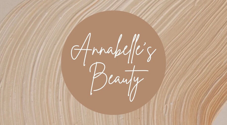 Annabelle's Beauty logo on a textured beige background, Camberley, England, GB.