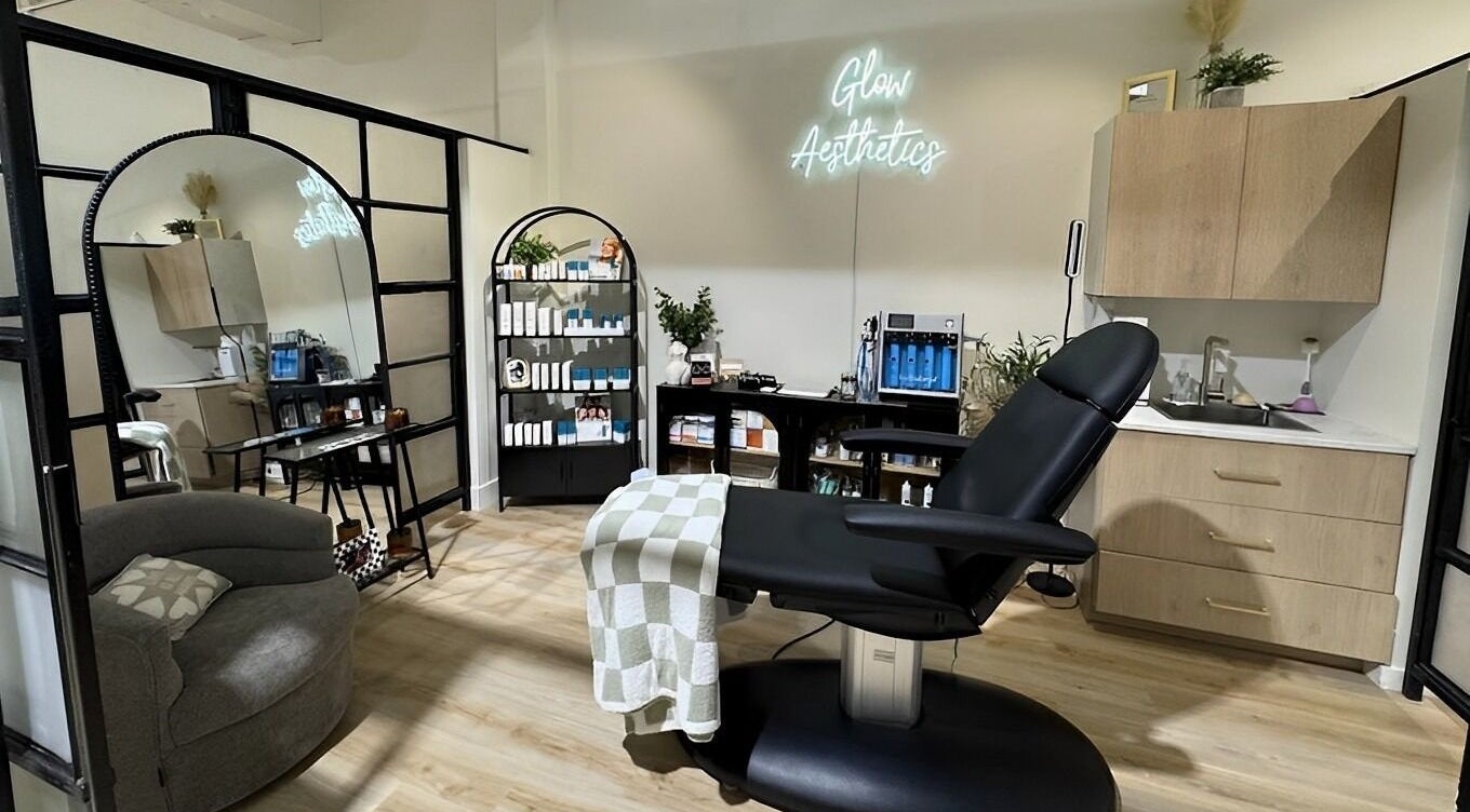 Interior view of Glow Aesthetics by Courtney in Oshkosh, Wisconsin, US showcasing a modern treatment room.
