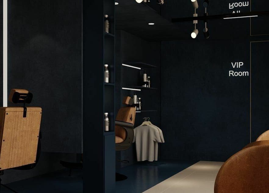 VIP room at Shuffle Gents Barber in Mubarak Al-kabeer, KW featuring luxury barber chairs and elegant design.