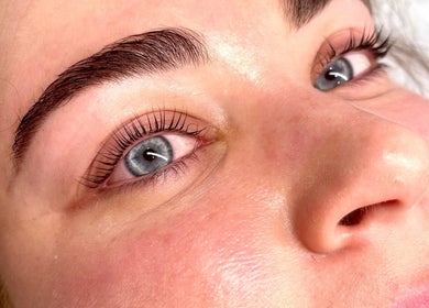 Close-up of enhanced lashes at Afterglow Beauty, Cambridge, England, GB.