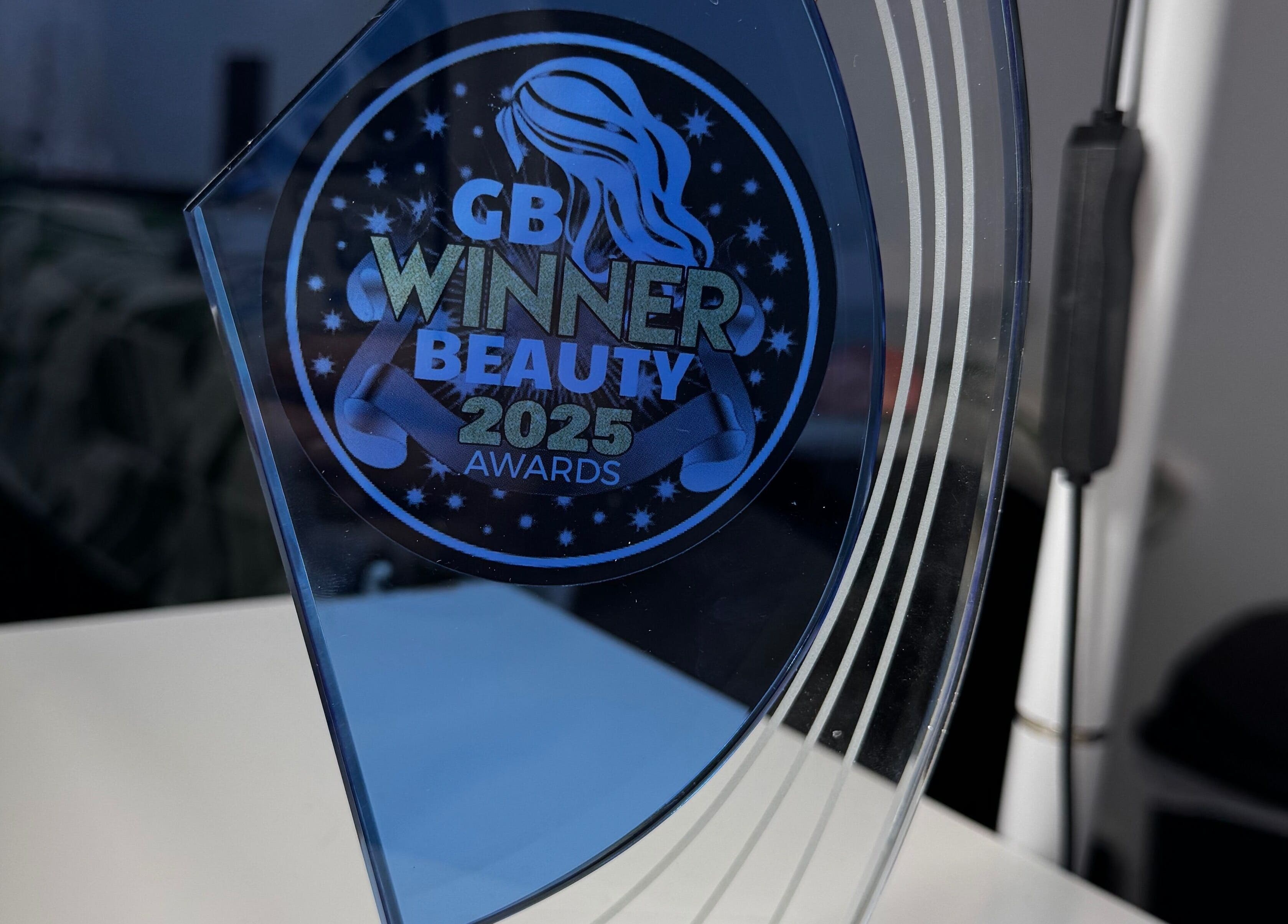 2025 Beauty Award trophy at Afterglow Beauty, Cambridge, England, GB.