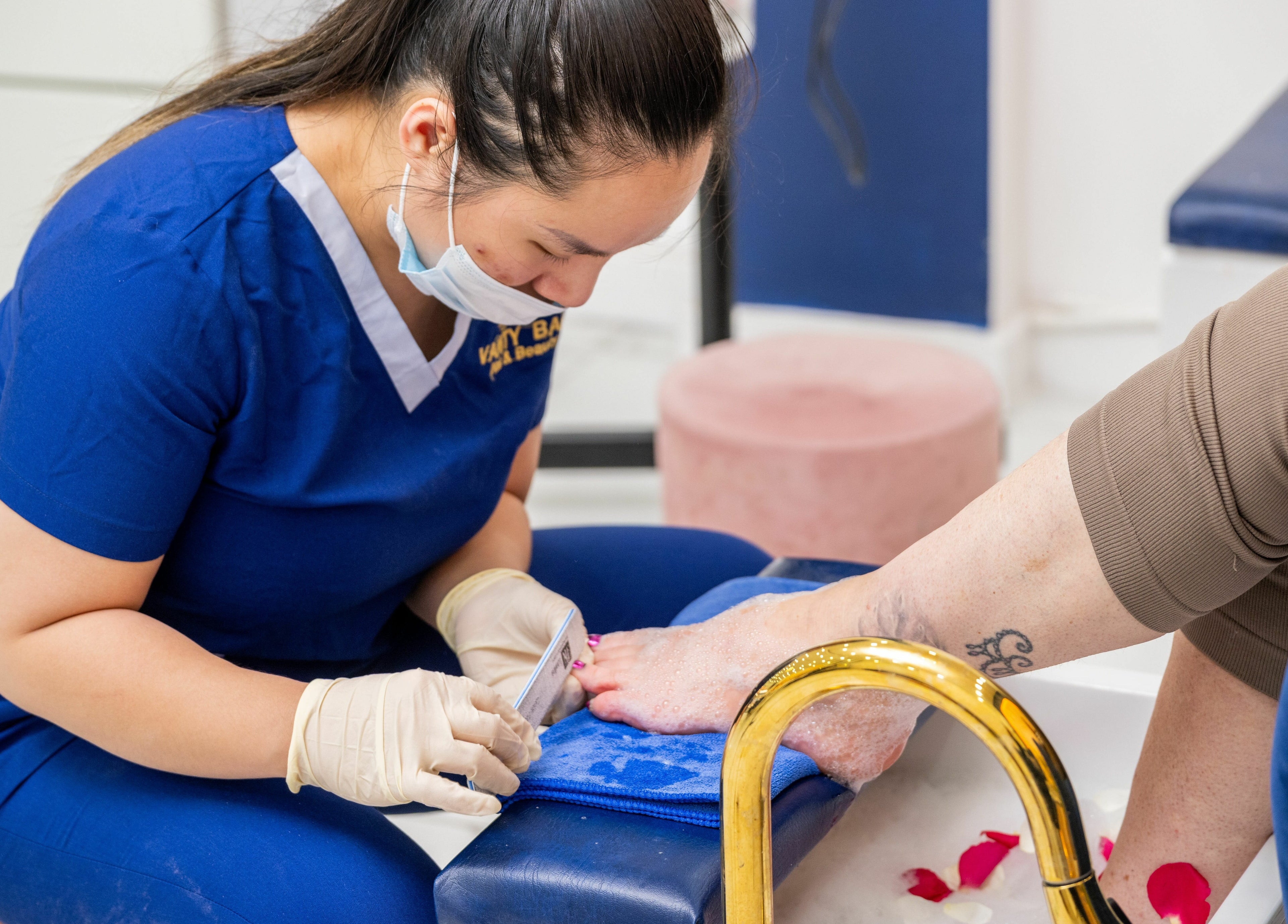 Professional pedicure at Vanity Nail Bar in Brierley Hill, England, GB, offering expert nail care.