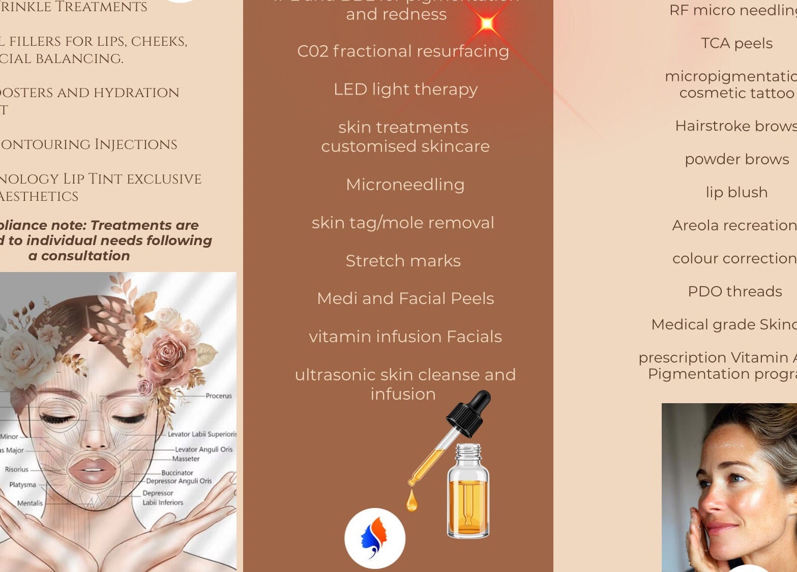 Treatment menu at Fjk Aesthetics in Neutral Bay, New South Wales, AU, featuring various beauty services.