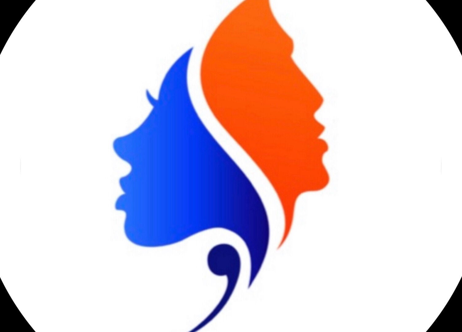 Fjk Aesthetics logo with dual face silhouette design in blue and orange, Neutral Bay, New South Wales, AU.