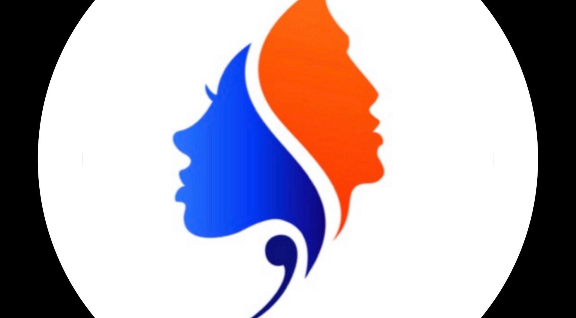 Fjk Aesthetics logo with dual face silhouette design in blue and orange, Neutral Bay, New South Wales, AU.