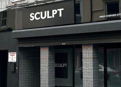 SCULPT entrance in Newry, Northern Ireland, GB; sleek modern design welcoming beauty enthusiasts.