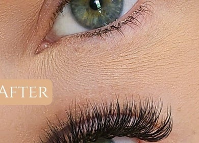 Lush eyelash extensions at Enigma Prestige Beauty in Newbury, England, GB, showcasing a stunning after result.
