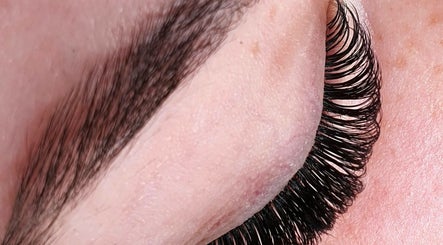 Close-up of a professionally styled eyebrow and lashes at Enigma Prestige Beauty, Newbury, England, GB.