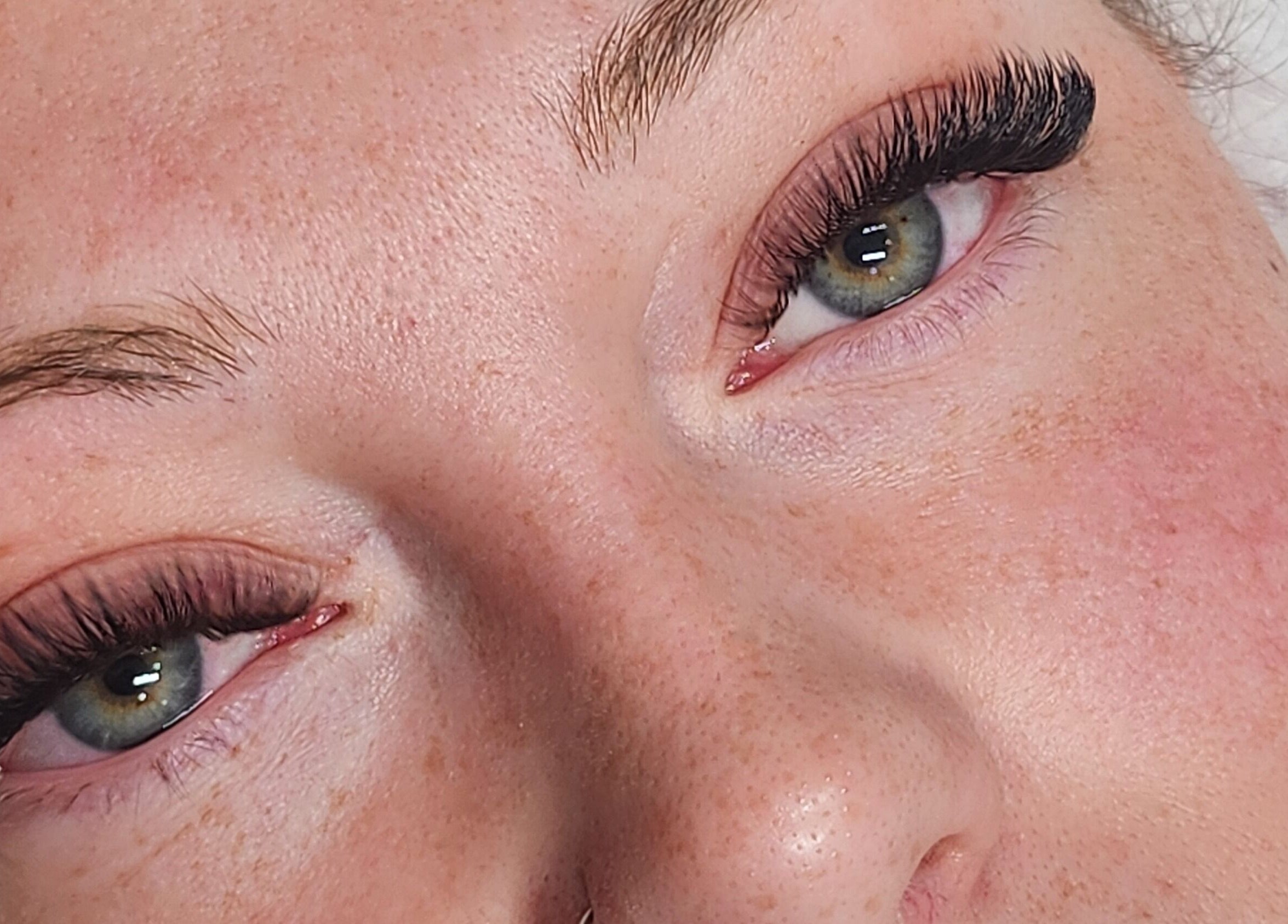 Close-up of elegant eyelash extensions at Enigma Prestige Beauty, Newbury, England, GB.