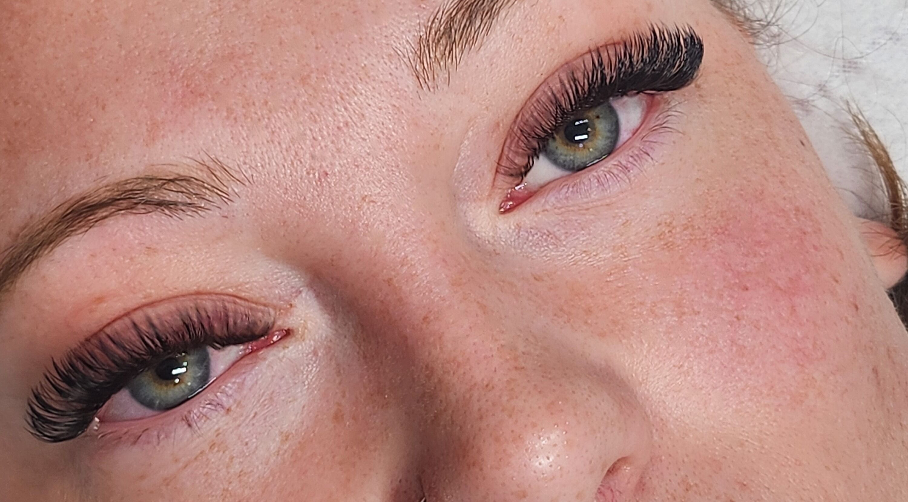 Close-up of elegant eyelash extensions at Enigma Prestige Beauty, Newbury, England, GB.