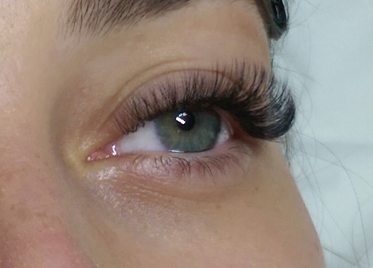 Close-up of a perfectly styled eyelash extension at Enigma Prestige Beauty, Newbury, England, GB.