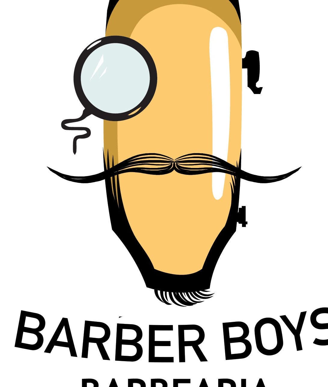 Logotipo da BARBER BOYS Barbearia em Rondônia, Rondônia, BR com design criativo de bigode e monocle.