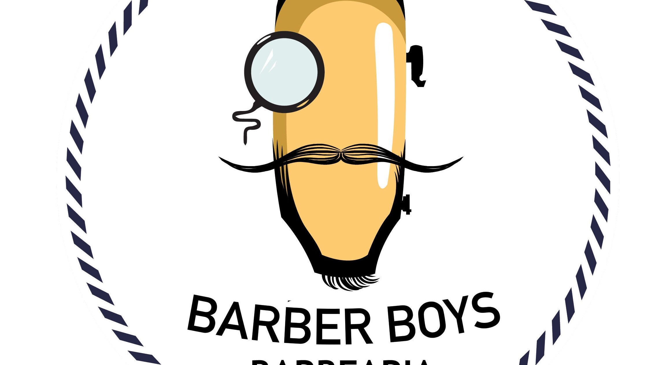Logotipo da BARBER BOYS Barbearia em Rondônia, Rondônia, BR com design criativo de bigode e monocle.