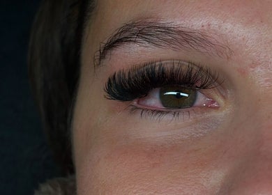Close-up of eye with lush lashes at Ivy Beauty Lounge @ Cloud Nine, Chesterfield, England, GB.