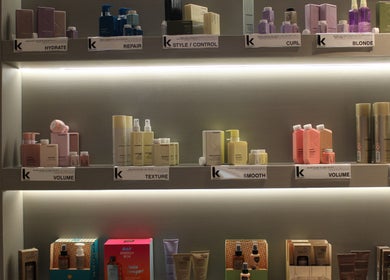 Premium haircare products on display at Vita Lita Beauty Salon, Dubai, AE. Enhance your beauty with top brands.