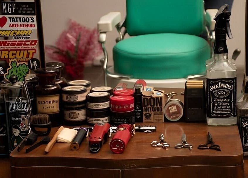 Productos de barbería en Barberia Dandy, Cañada De Gomez, Santa Fe, AR, lista completa para el cuidado personal.