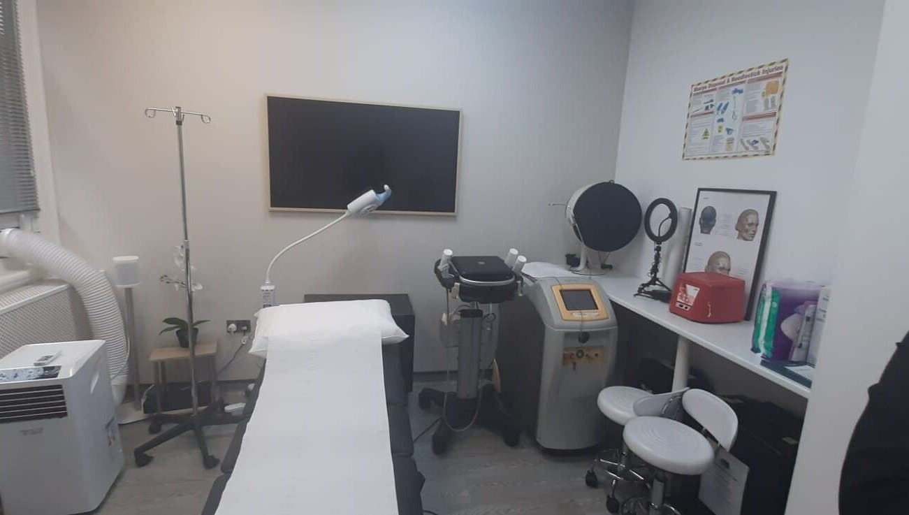 Sophisticated treatment room at Maen London, London, England, GB, showcasing modern wellness equipment.