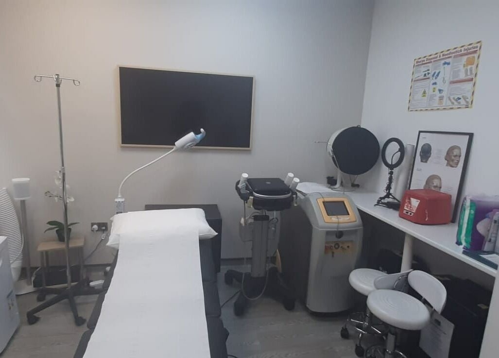 Sophisticated treatment room at Maen London, London, England, GB, showcasing modern wellness equipment.