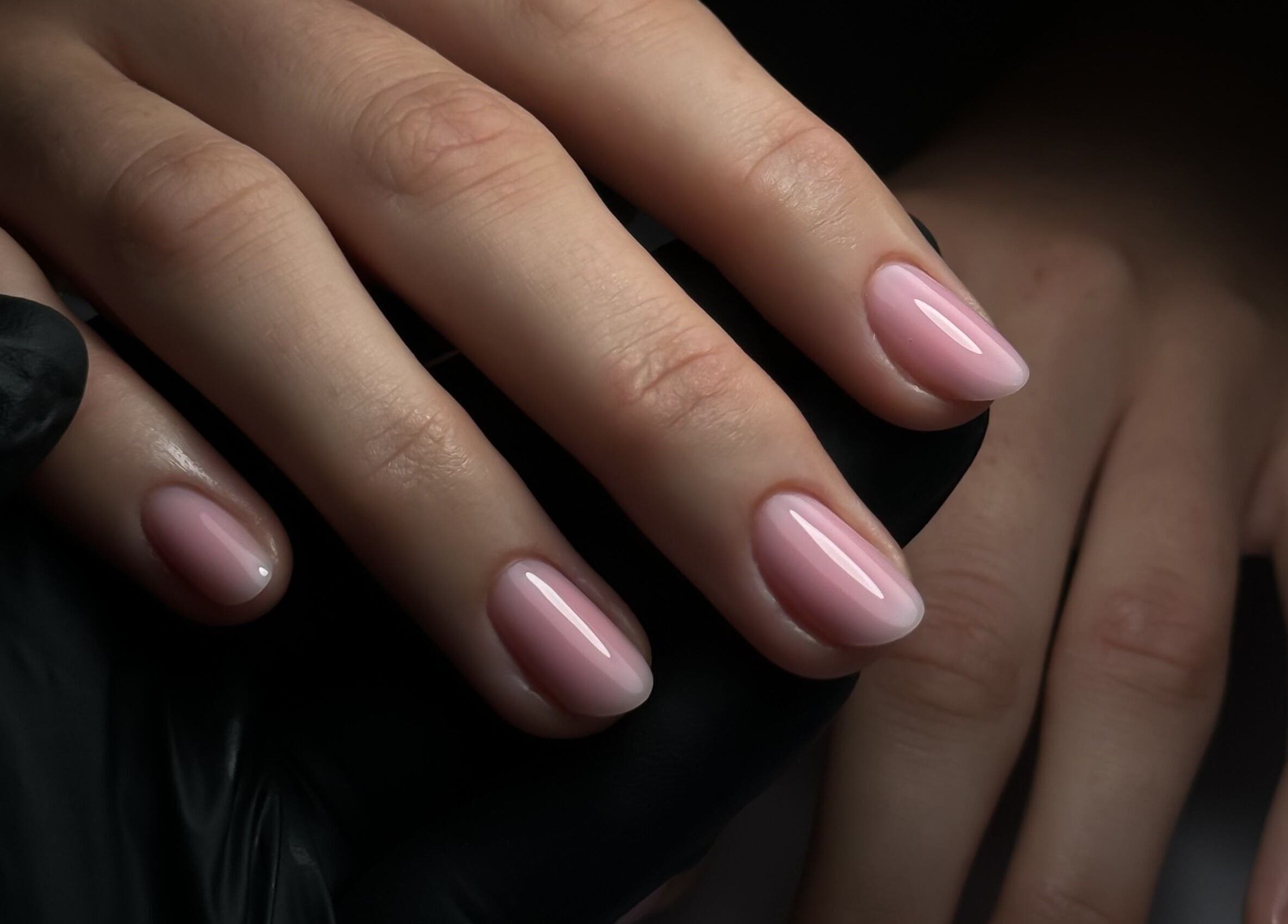 Elegant blush pink nails at Cupid Nail Studio, Varsity Lakes, Queensland, AU, highlighting professional manicure.
