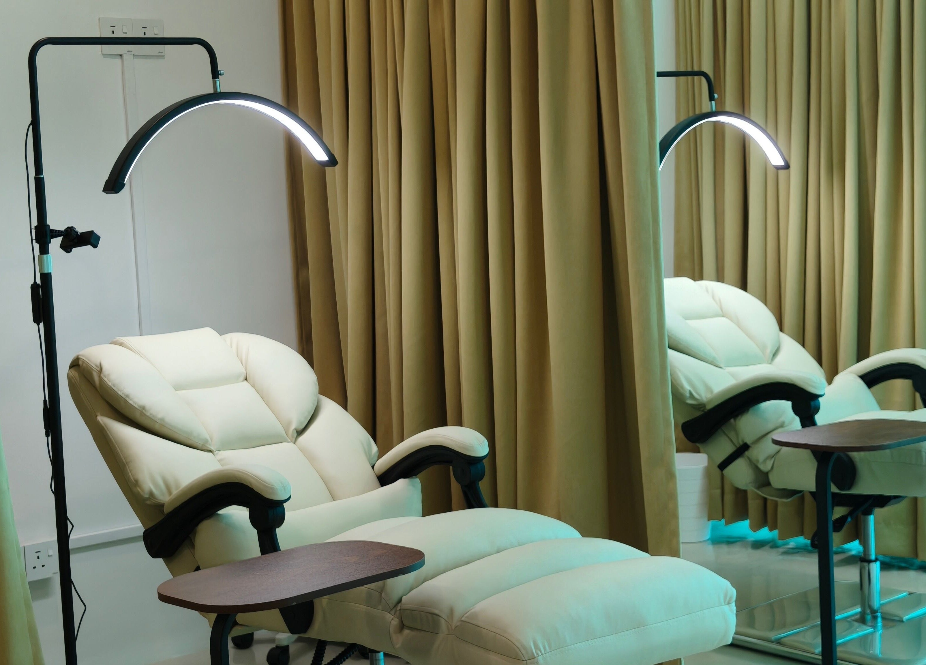 Luxurious reclining chair at Nuay Beauty in Shah Alam, Selangor, MY, with soothing ambiance for ultimate relaxation.