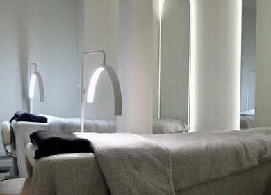 Luxurious massage room with cozy bedding at @fiftyfreed.sg - Choa Chu Kang, Singapore, Singapore, SG.