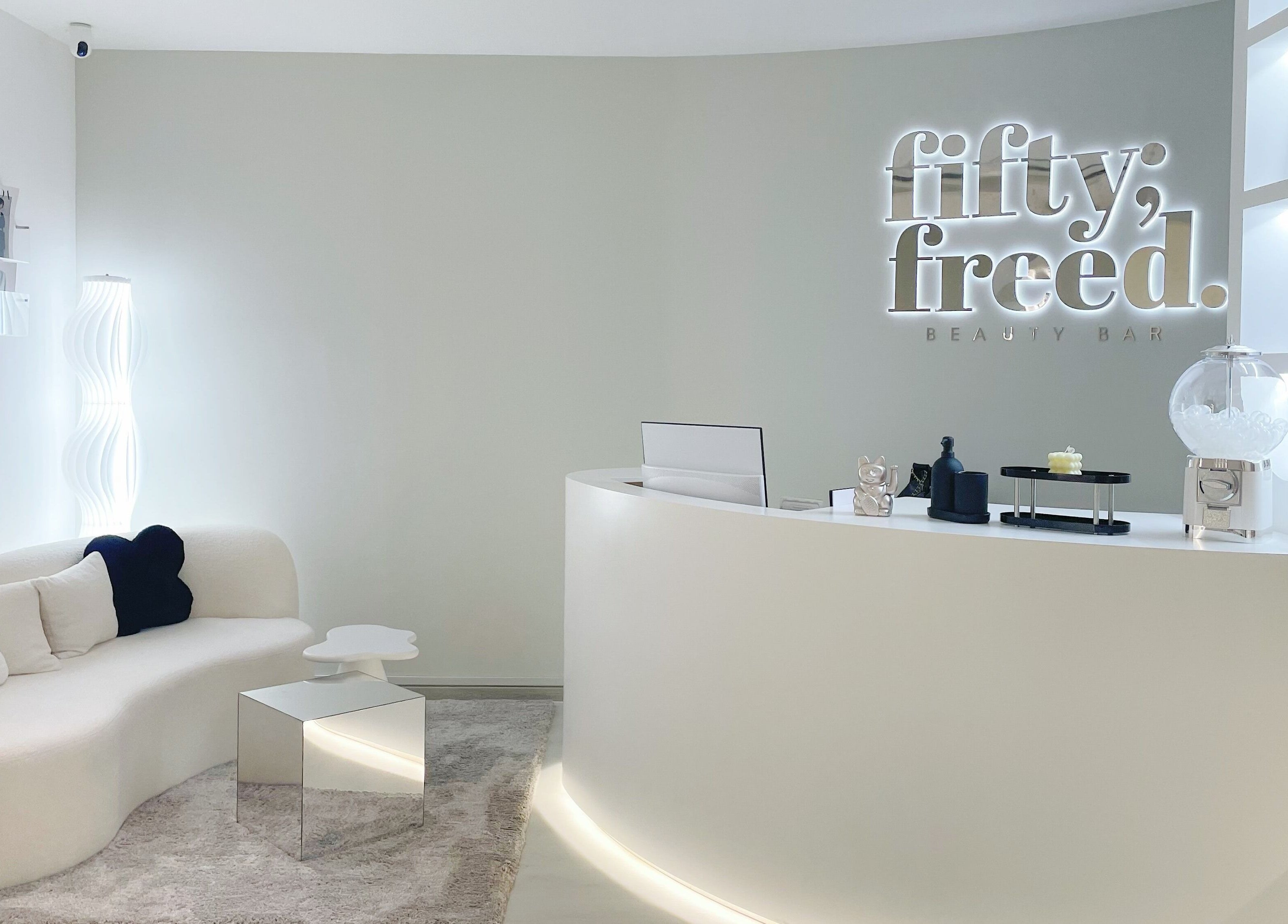 Modern reception at @fiftyfreed.sg - Choa Chu Kang, Singapore, Singapore, SG, showcasing luxe interiors.