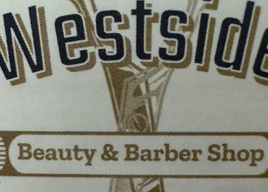 Elegant sign of Westside Beauty & Barbershop located in Dunkirk, Indiana, US.