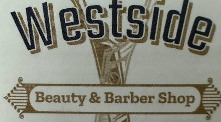 Elegant sign of Westside Beauty & Barbershop located in Dunkirk, Indiana, US.